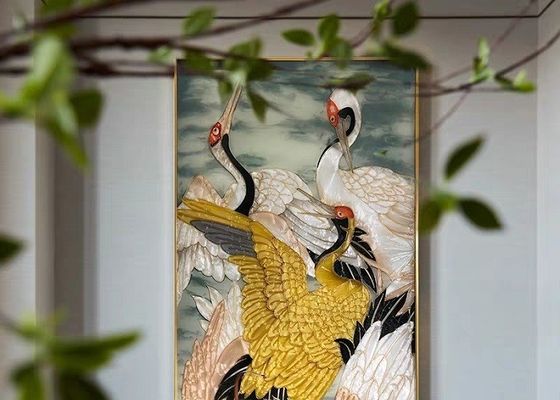 Panneau en verre émaux vitré enduit en céramique de décoration avec des oiseaux