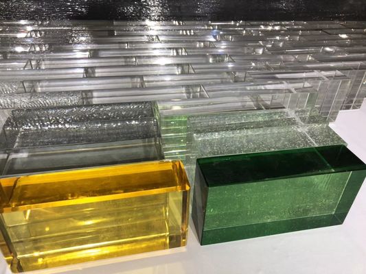 La devanture externe décorative a teinté des briques de bloc en verre 4x4x4