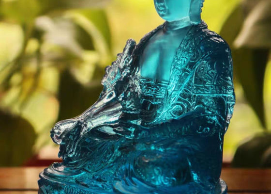 Oriental Liuli traditionnel Sapphire Vivid Crystal Buddha